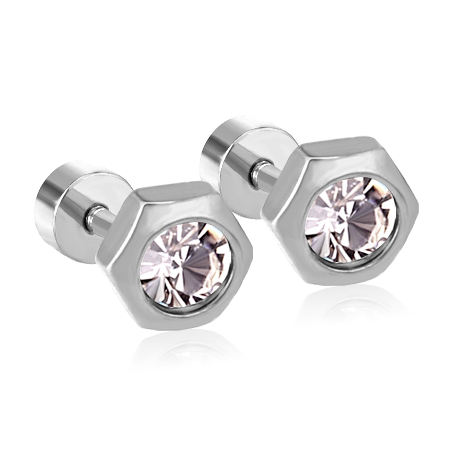 Hexagon Diamond Stud Earring - S
