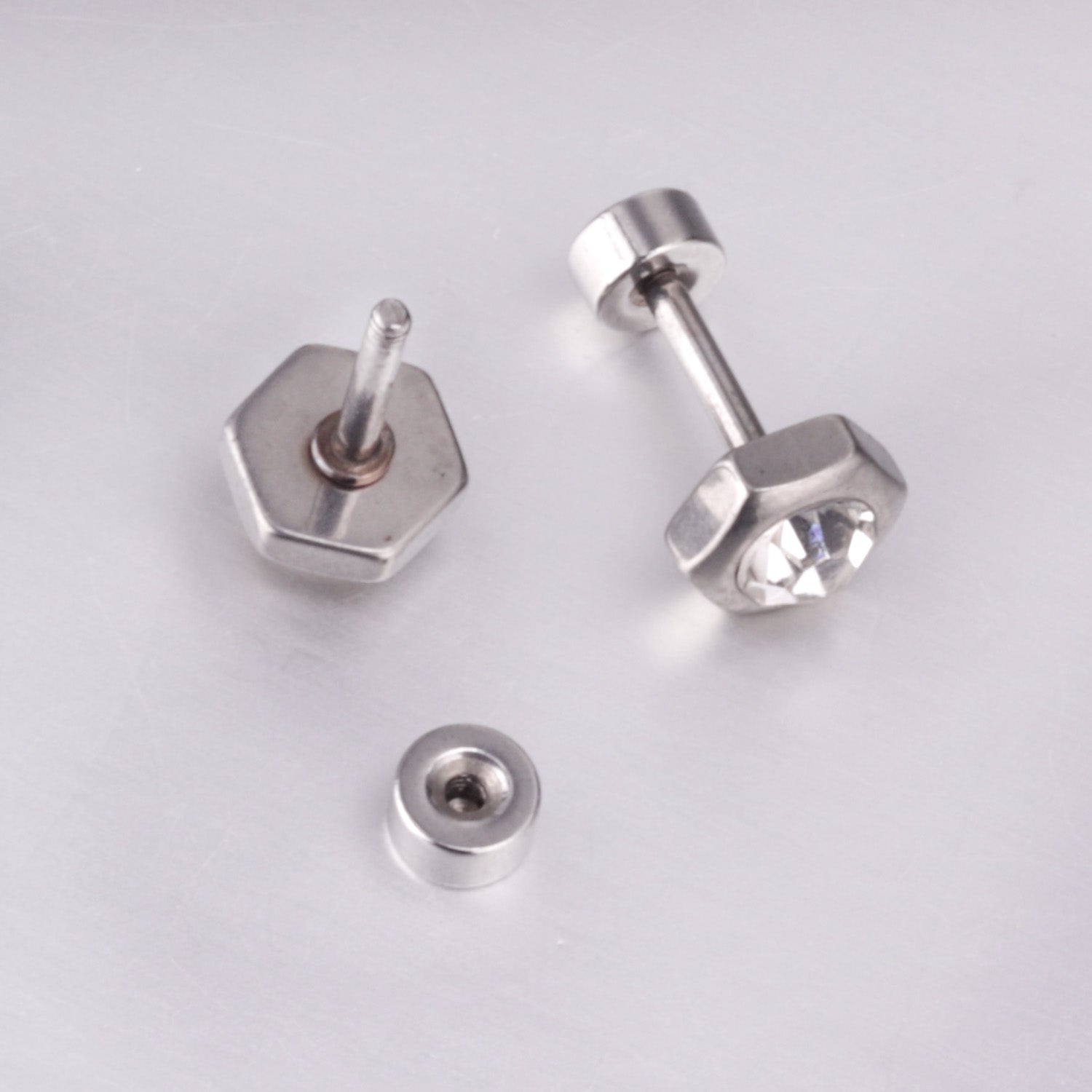 Hexagon Diamond Stud Earring - S