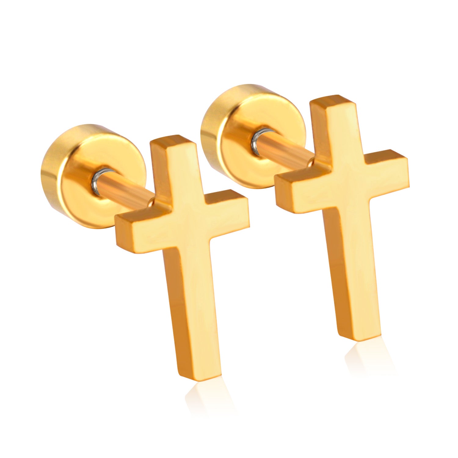 Cross Stud Earring - Gold