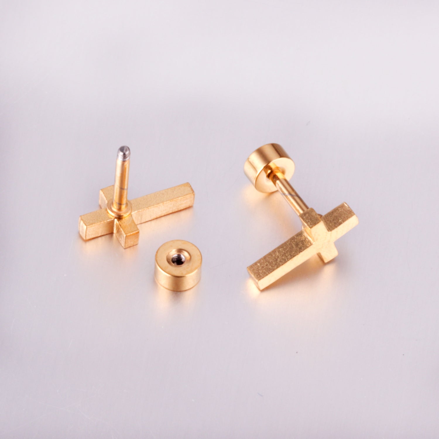 Cross Stud Earring - Gold