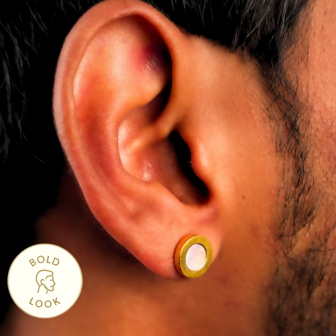 गोल्डन डिस्क लुमिना स्टड इयररिंग्स - 10 MM