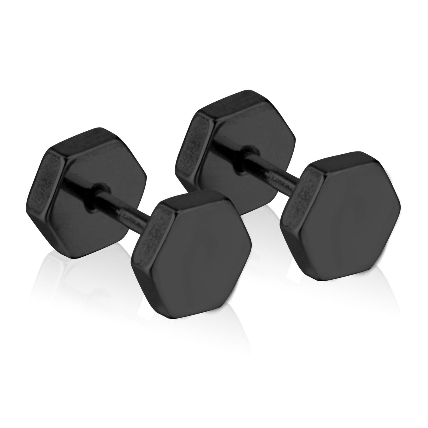 Hexagon Stud Earring - Black