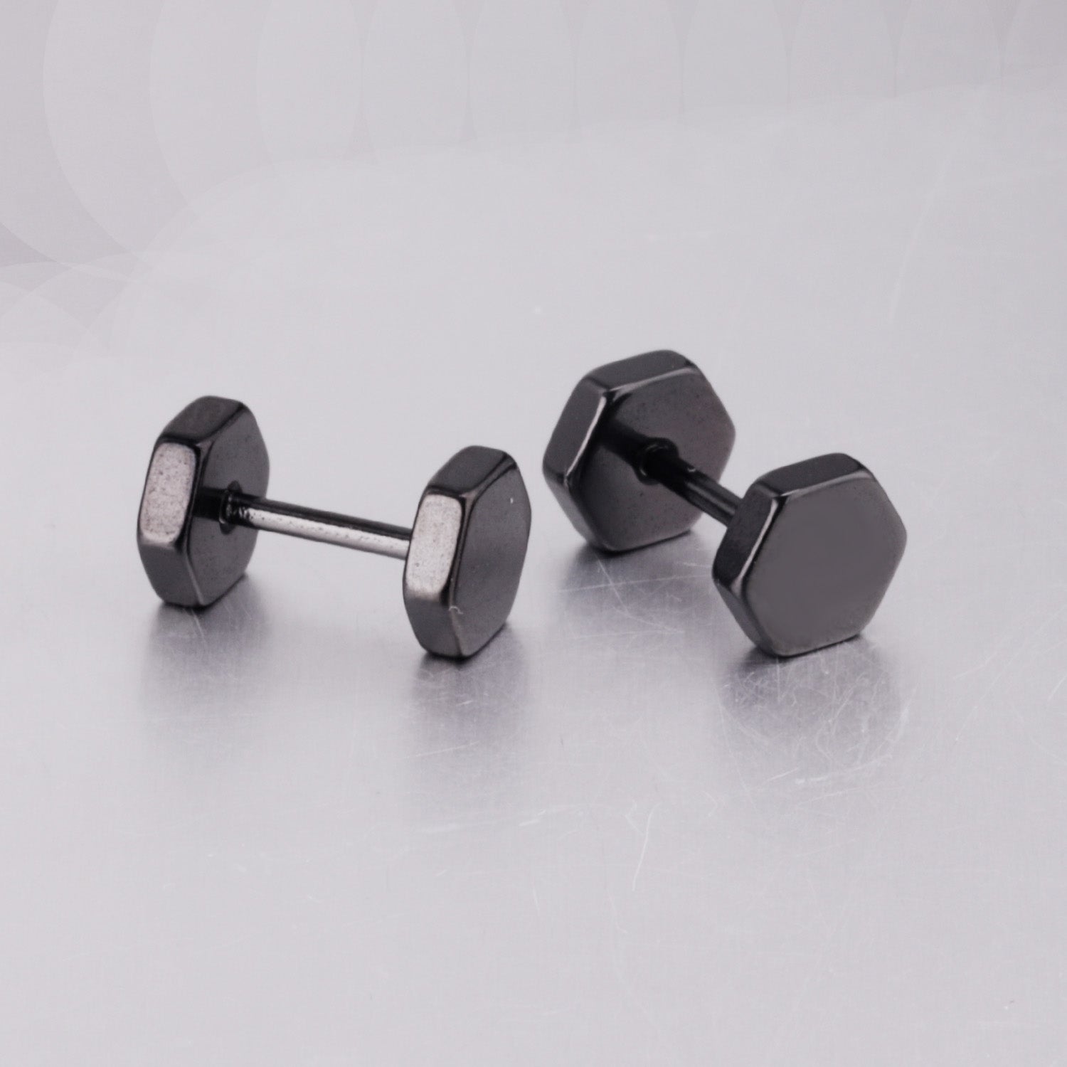 Hexagon Stud Earring - Black