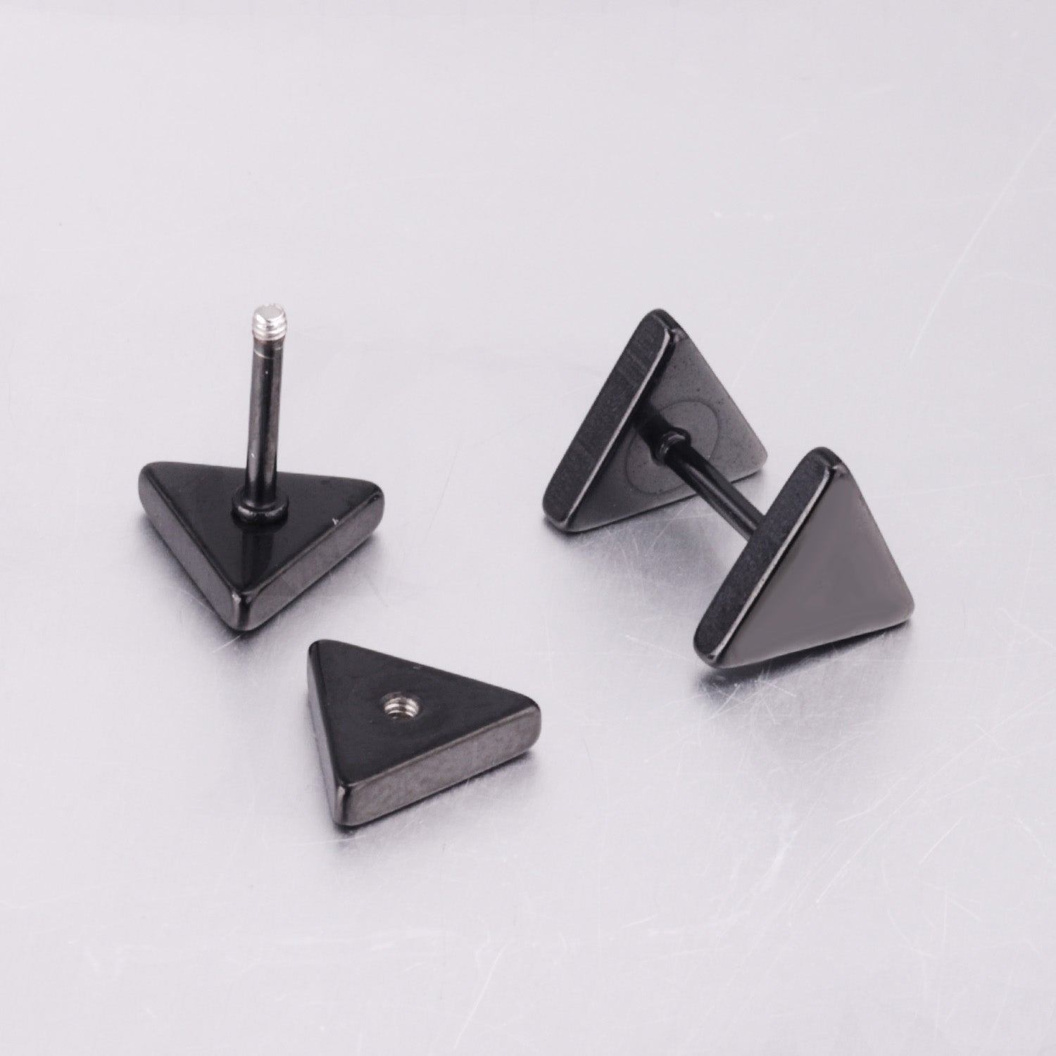 Triangle Stud Earring - Black