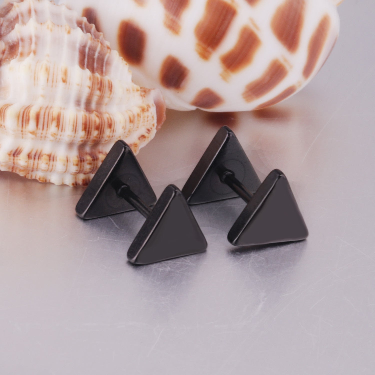 Triangle Stud Earring - Black