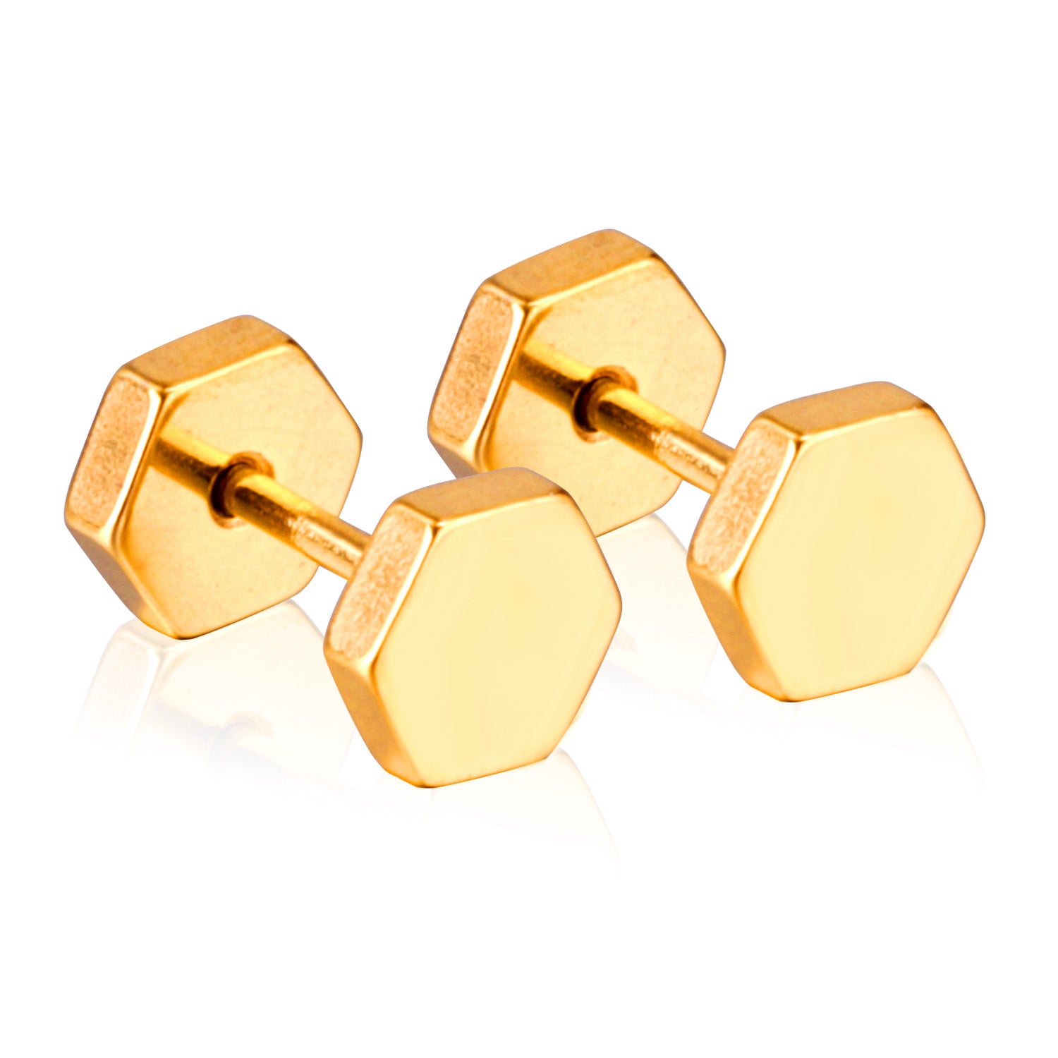 Hexagon Stud Earring - Gold