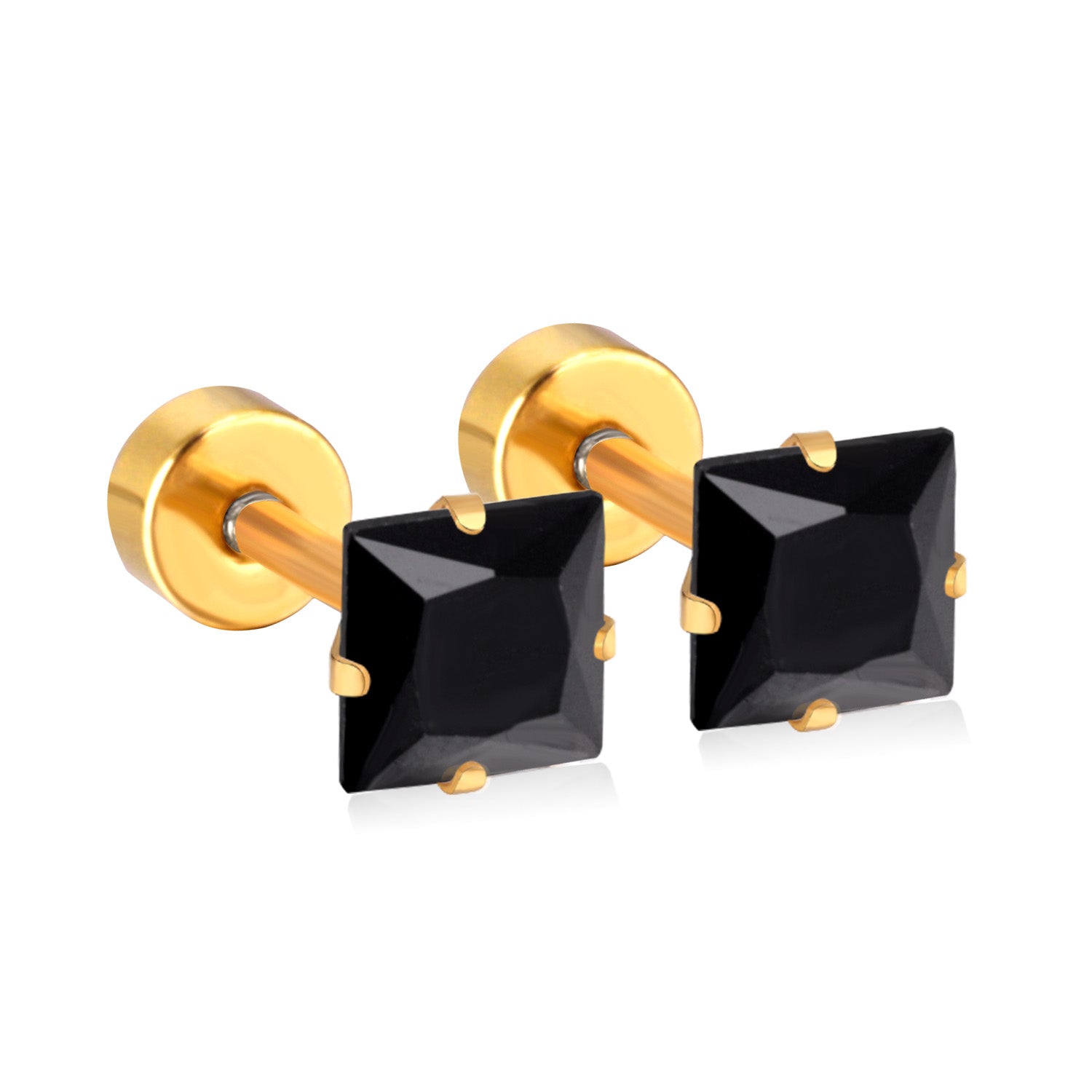 Square Bolt Stud Earring - 4 MM