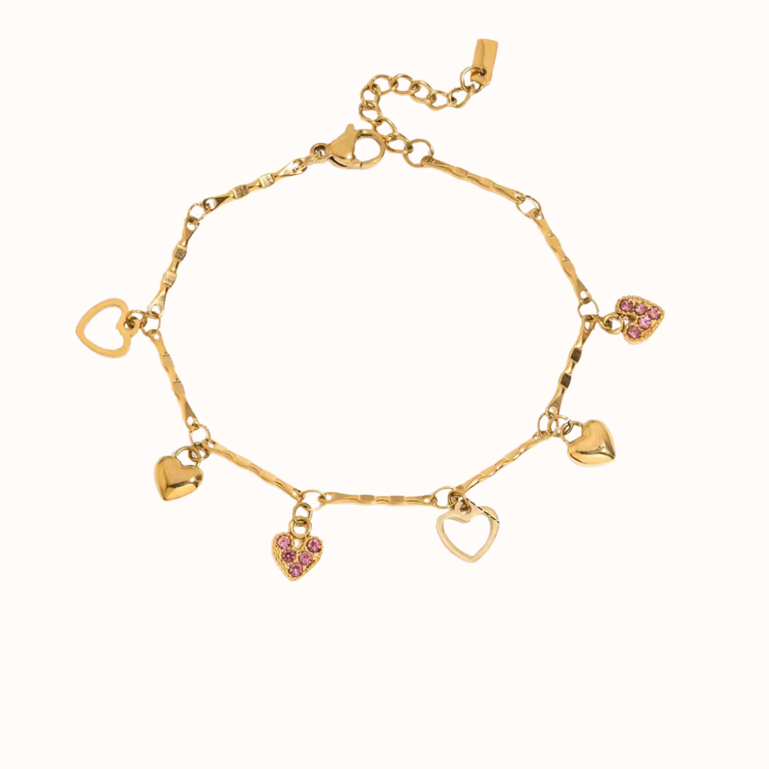 Pink Charm Heart Bracelet