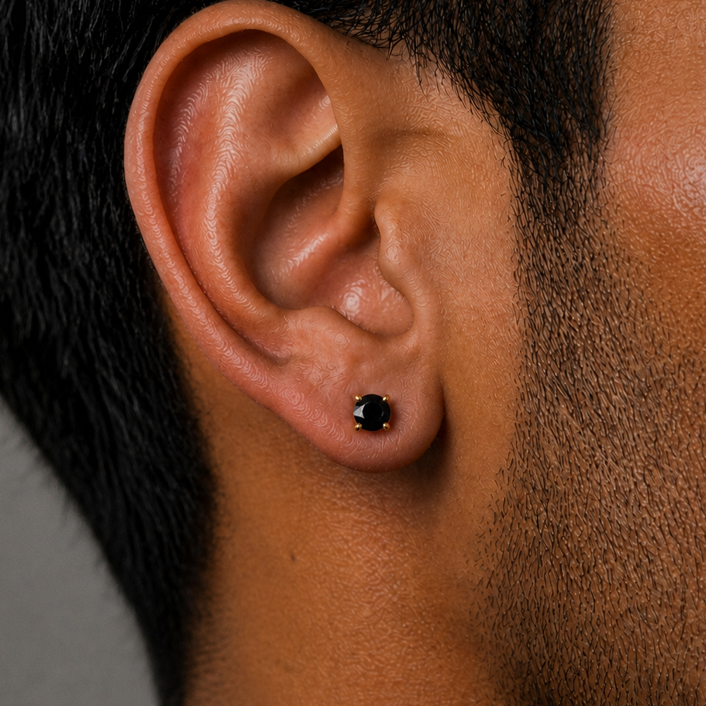 Best gold plated jewelry stud earrings for daily wear with black gemstone