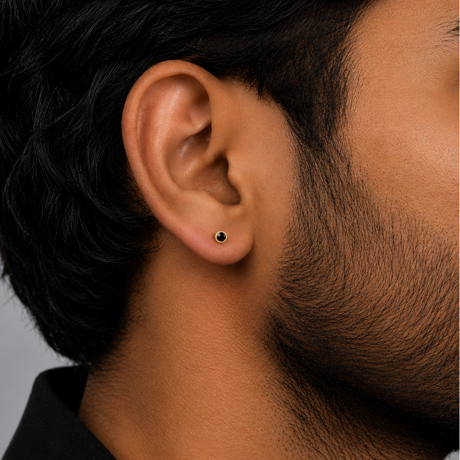 Midnight Bolt Stud Earring  -  3MM