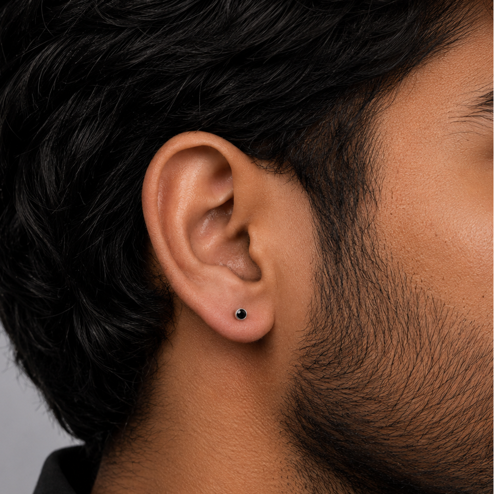 Midnight Bolt Stud Earring - 3 MM - S
