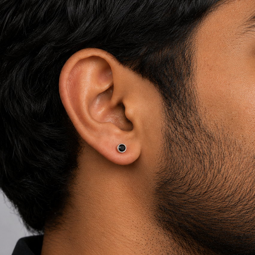 Midnight Bolt Stud Earring - 4 MM - S