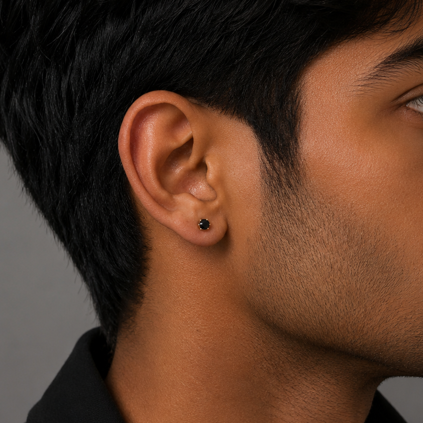 Noir Stud Earring - 4MM
