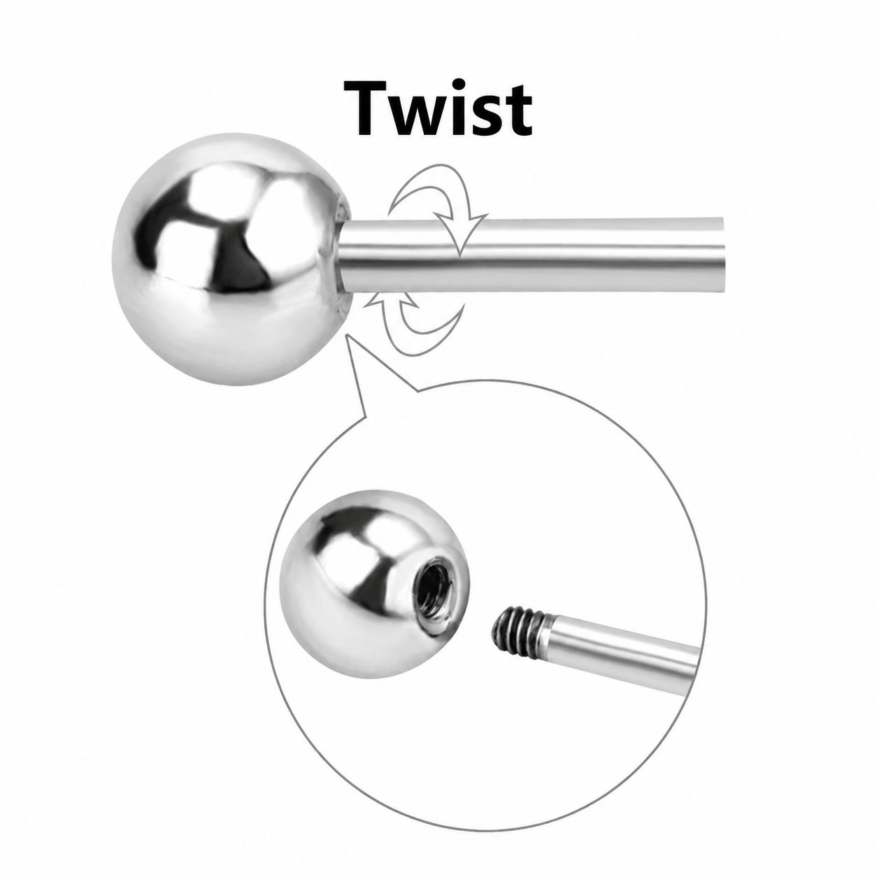 Orb Pin Earring - 3 MM - S