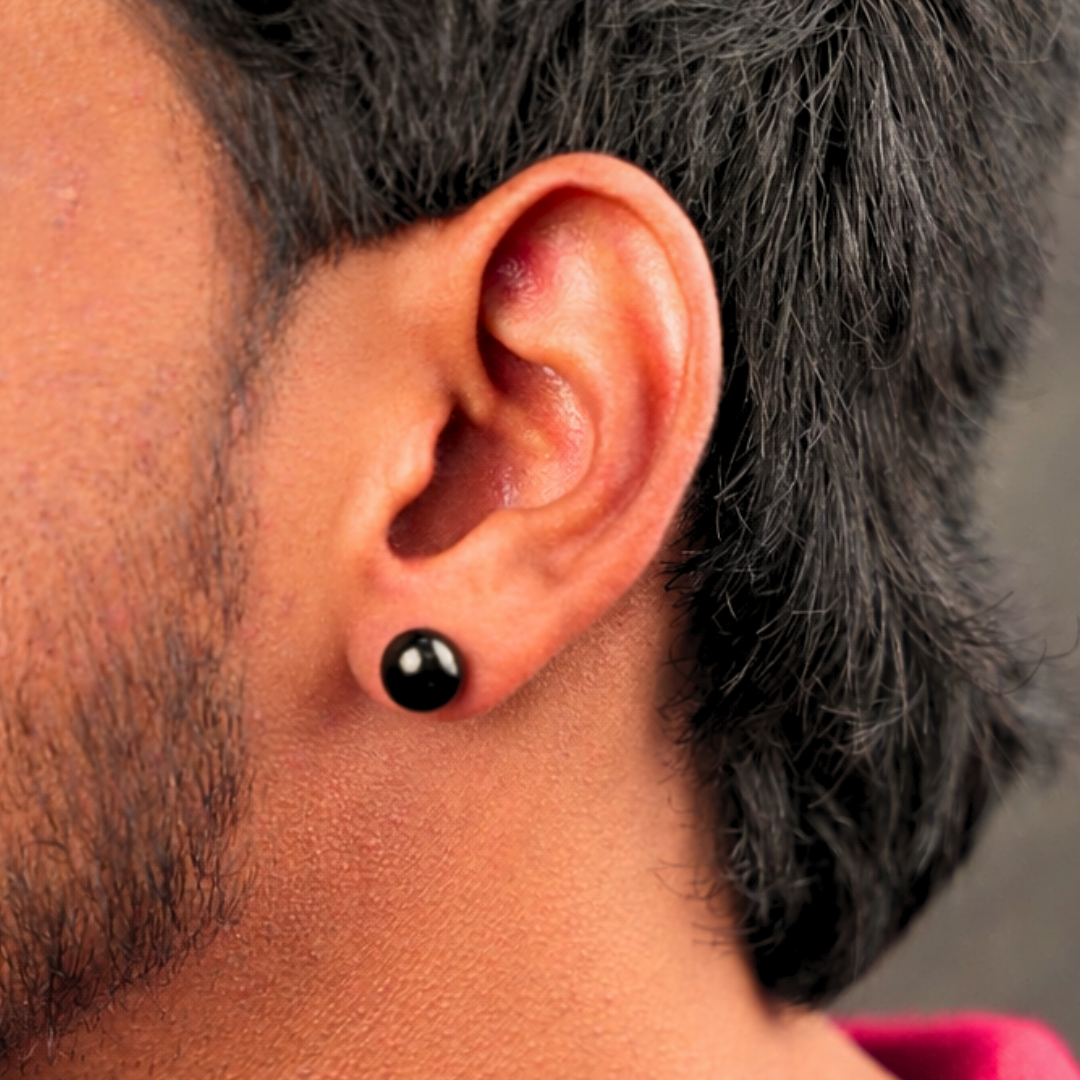 Orb Black Stud Earring - 8 MM