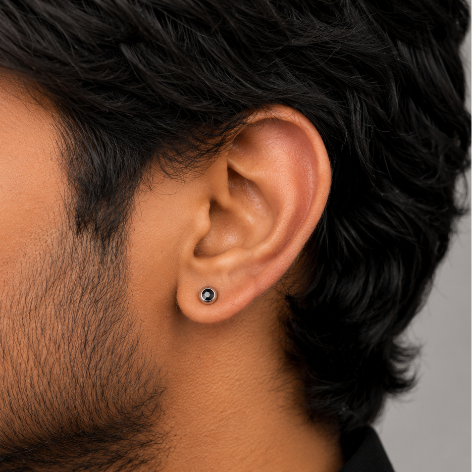 Orb Eye Stud Earring - Silver