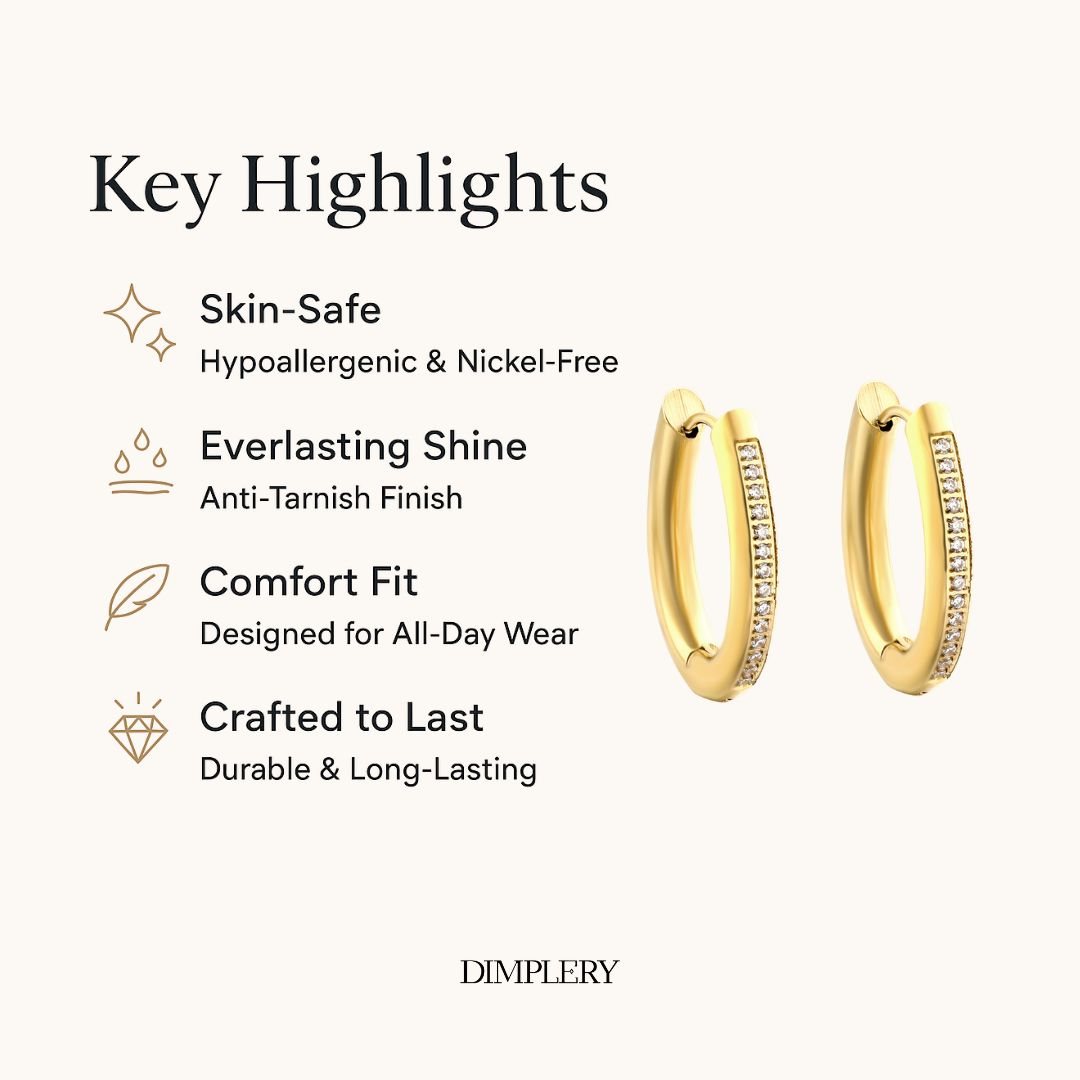 ओवल ज़िरकोनिया हूप इयररिंग्स