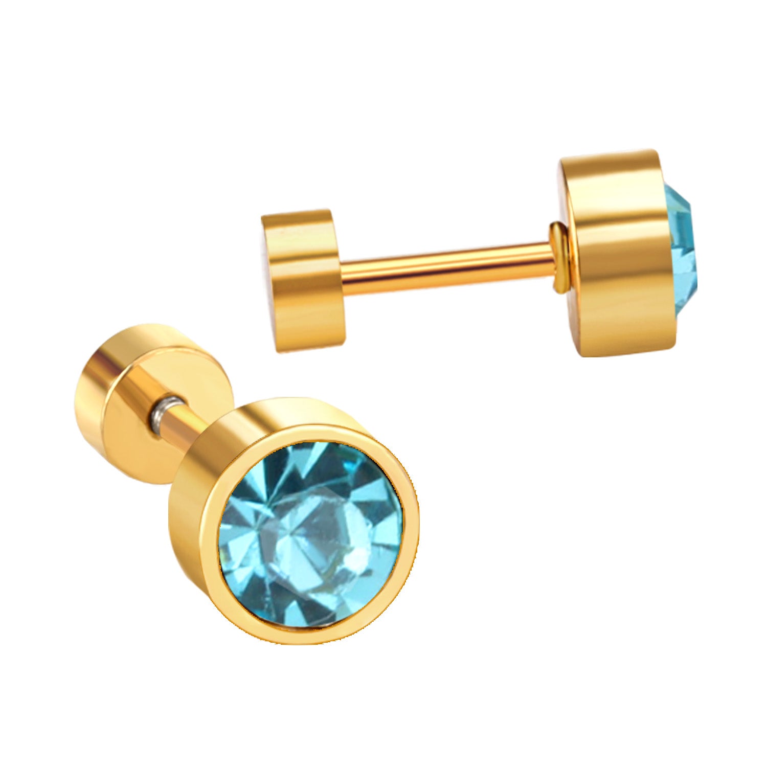 Blue Bolt Stud Earring - 5 MM