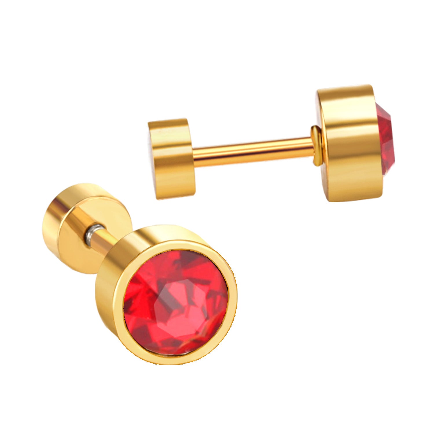 Red Bolt Stud Earring  - 5 MM