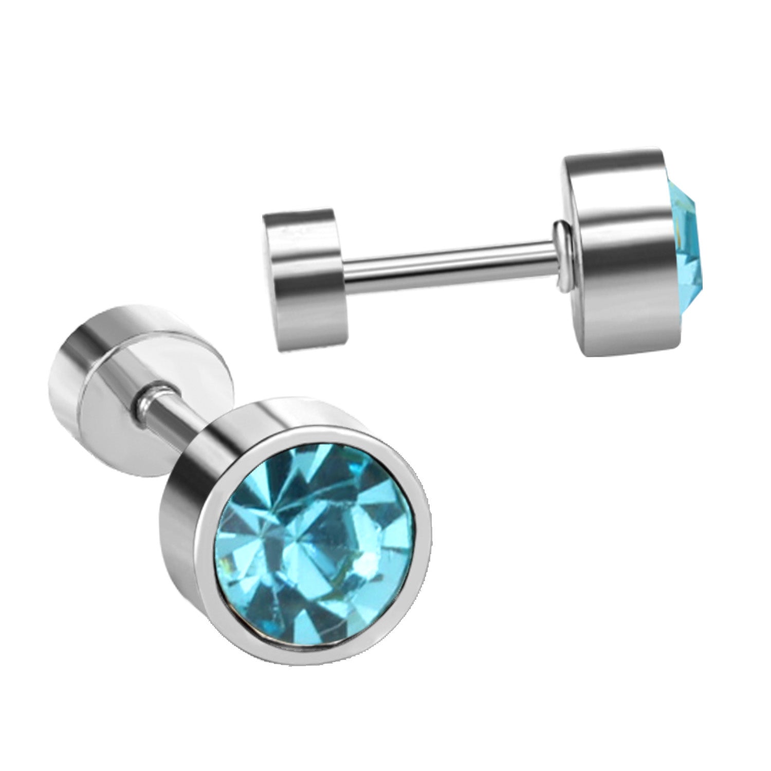 Blue Bolt Stud Earring - 5 MM - S