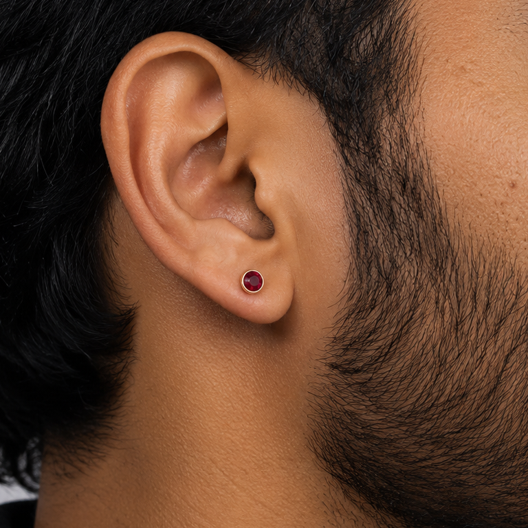 Red Bolt Stud Earring  - 5 MM