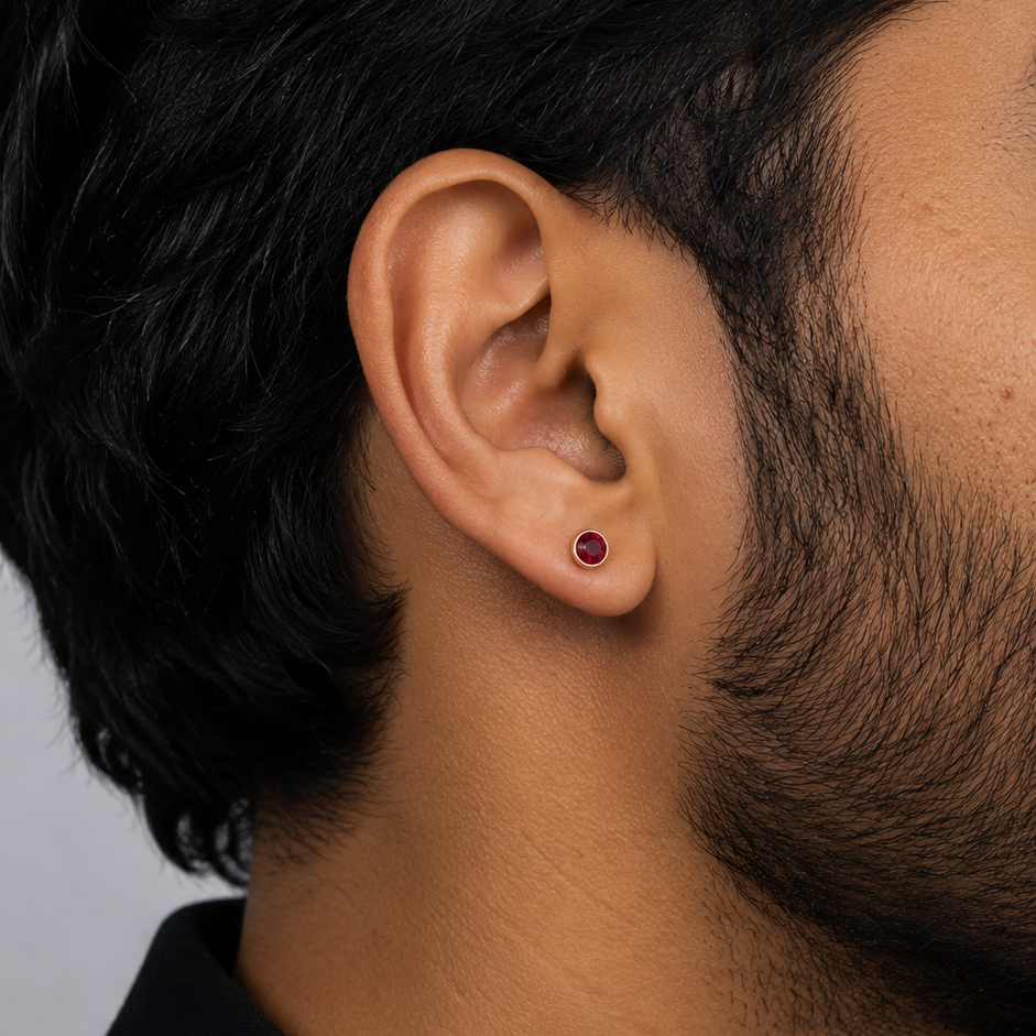 Red Bolt Stud Earring  - 5 MM