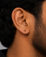 Red Stone Bolt Stud Earring  - 3 MM