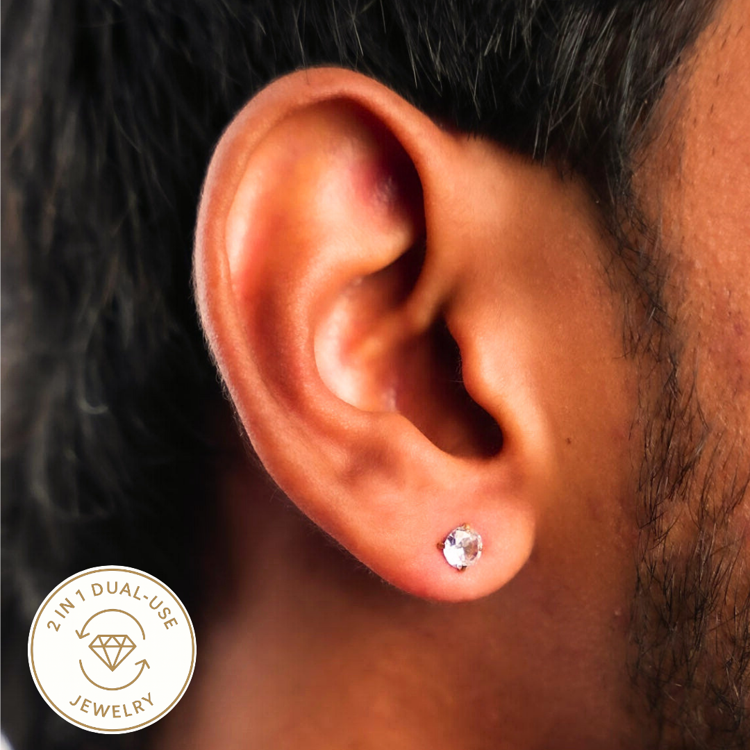 रिवर्सिबल डायमंड ट्विस्ट स्टड इयररिंग्स - 5 MM