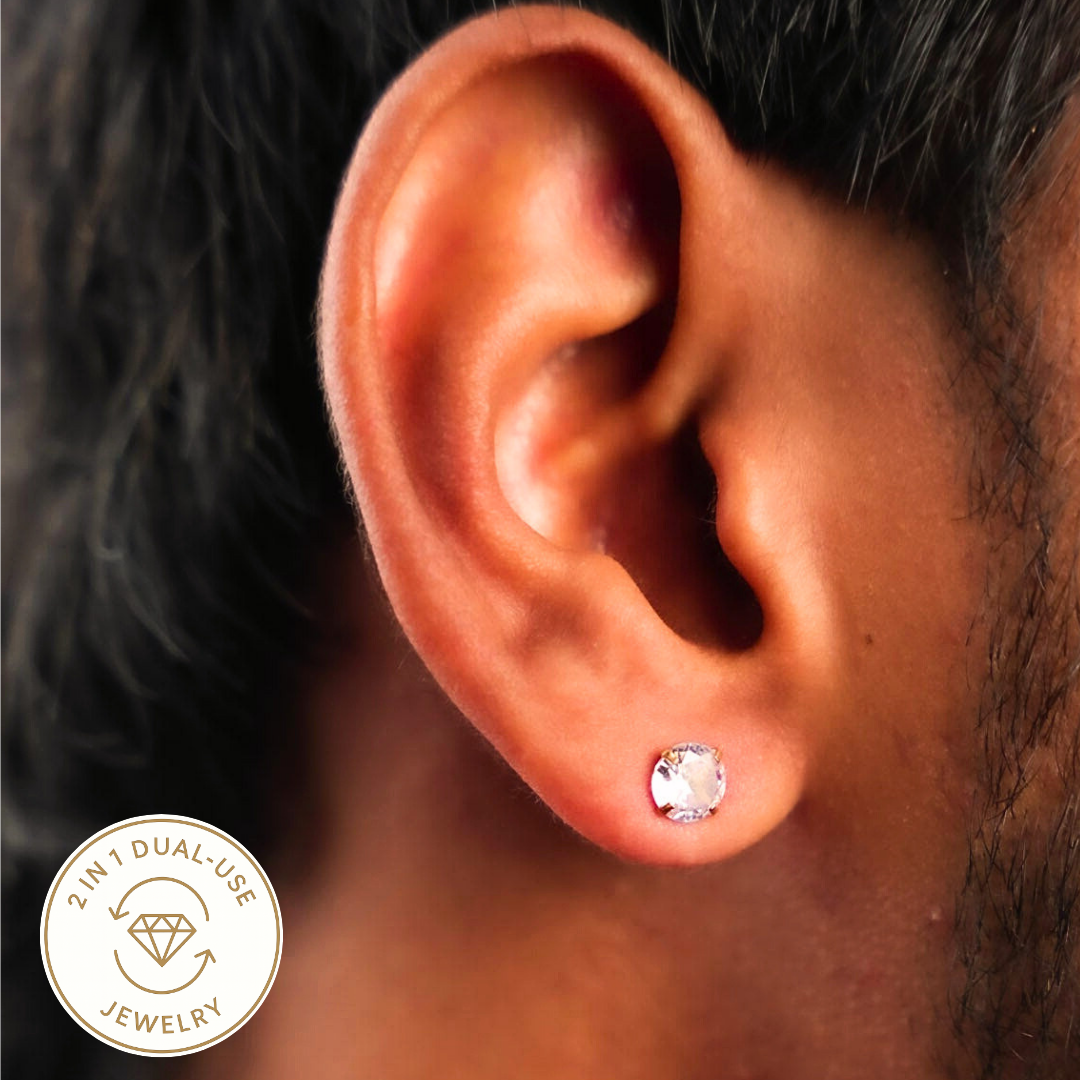 रिवर्सिबल डायमंड ट्विस्ट स्टड इयररिंग्स - 6 MM