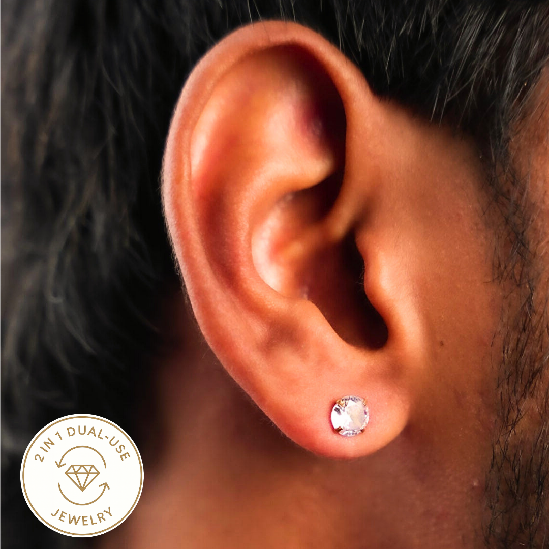 रिवर्सिबल डायमंड ट्विस्ट स्टड इयररिंग्स - 7 MM