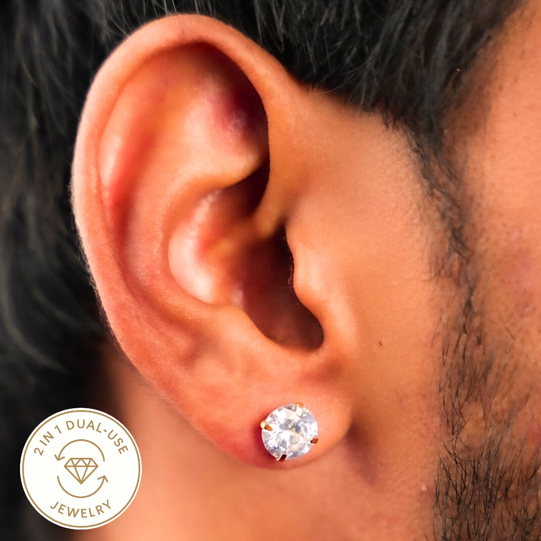 रिवर्सिबल डायमंड ट्विस्ट स्टड इयररिंग्स - 8 MM