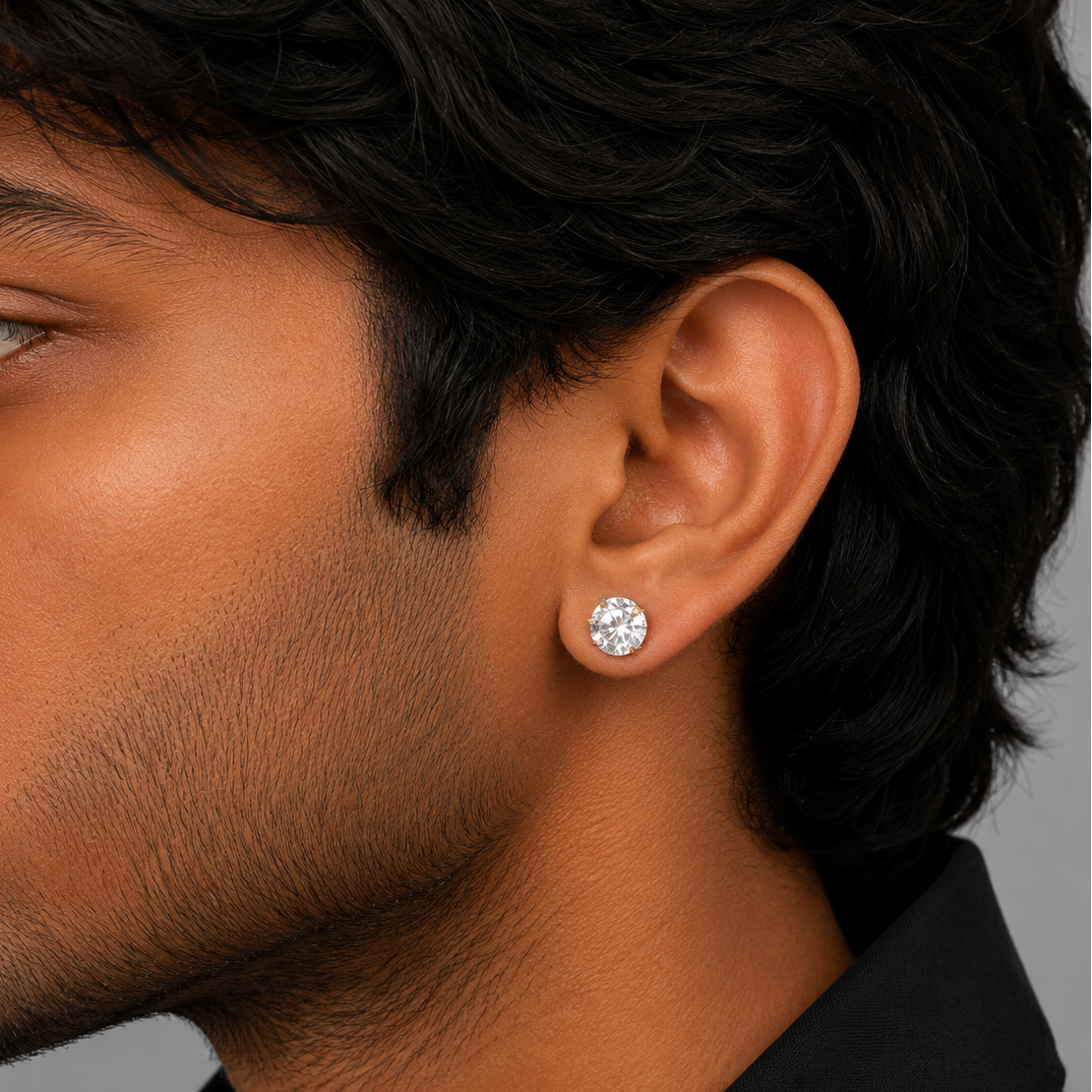 Reversible Diamond Stud Earring - 8 MM