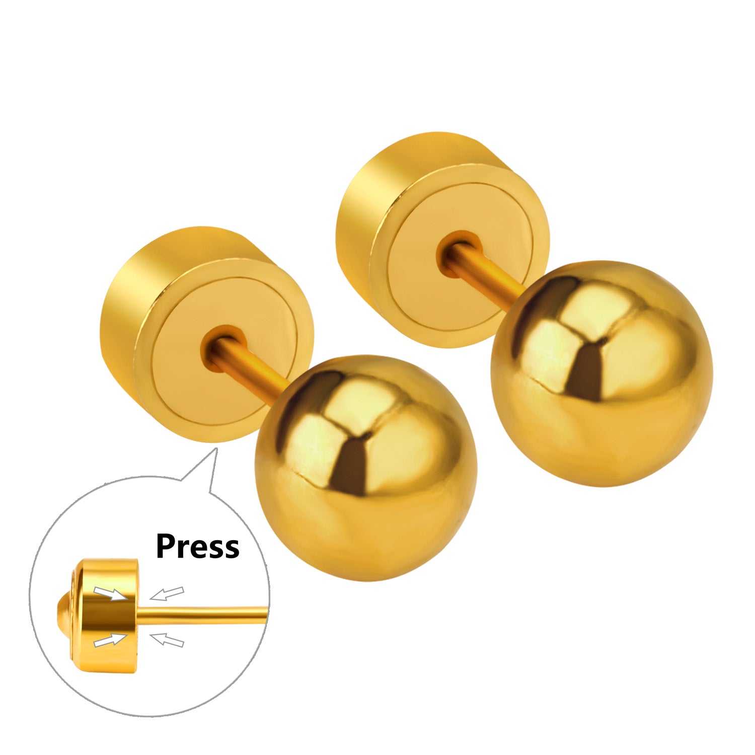 Orb Pin Earring - 3 MM - Flat Back