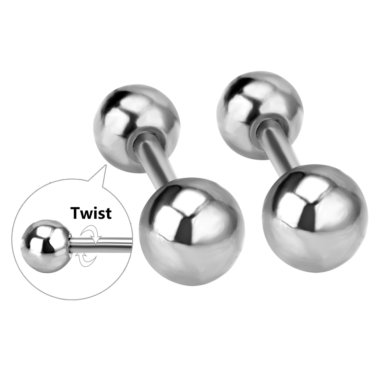 Orb Pin Earring - 4 MM - S