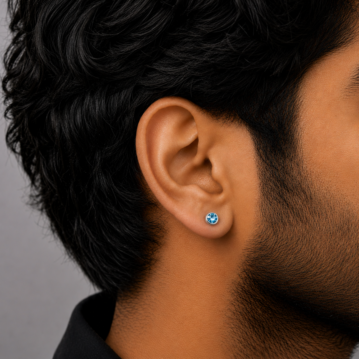 Blue Bolt Stud Earring - 5 MM - S
