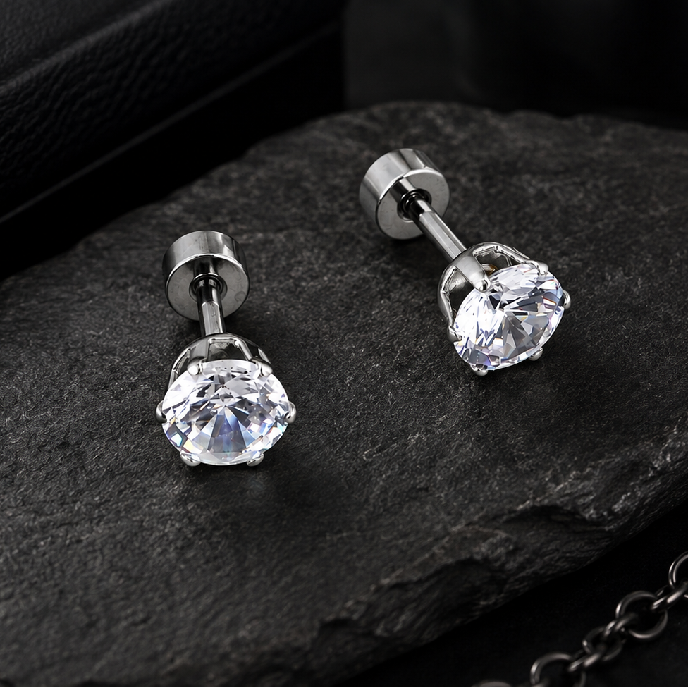 Diamond Stud Earring - 5 MM - Silver