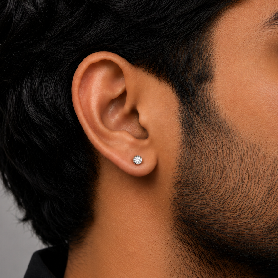 Spark Bolt Stud Earring - 4 MM - S