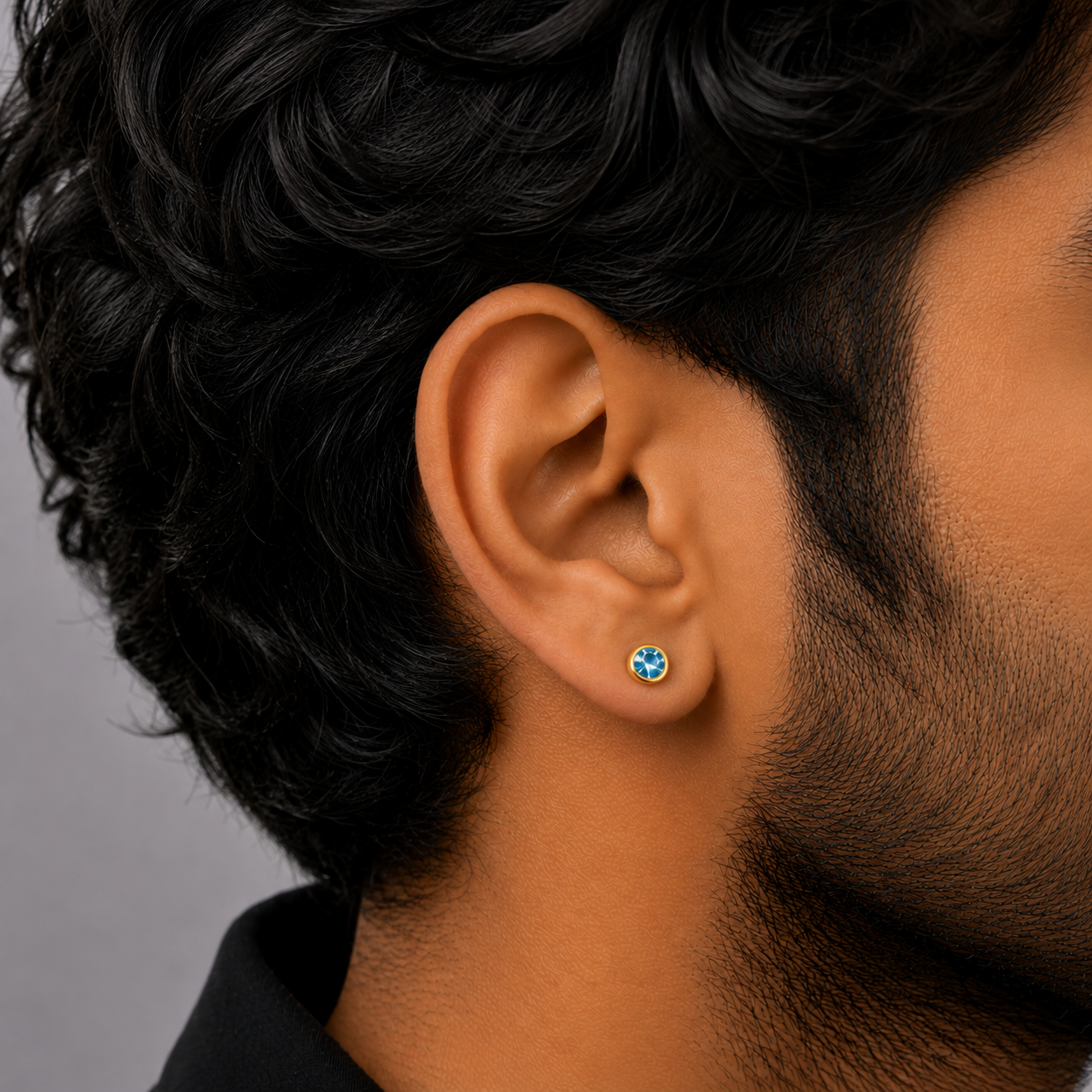Blue Bolt Stud Earring - 5 MM