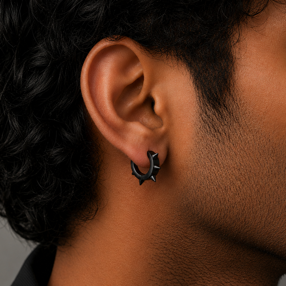 Spike Hoop Earring - Black