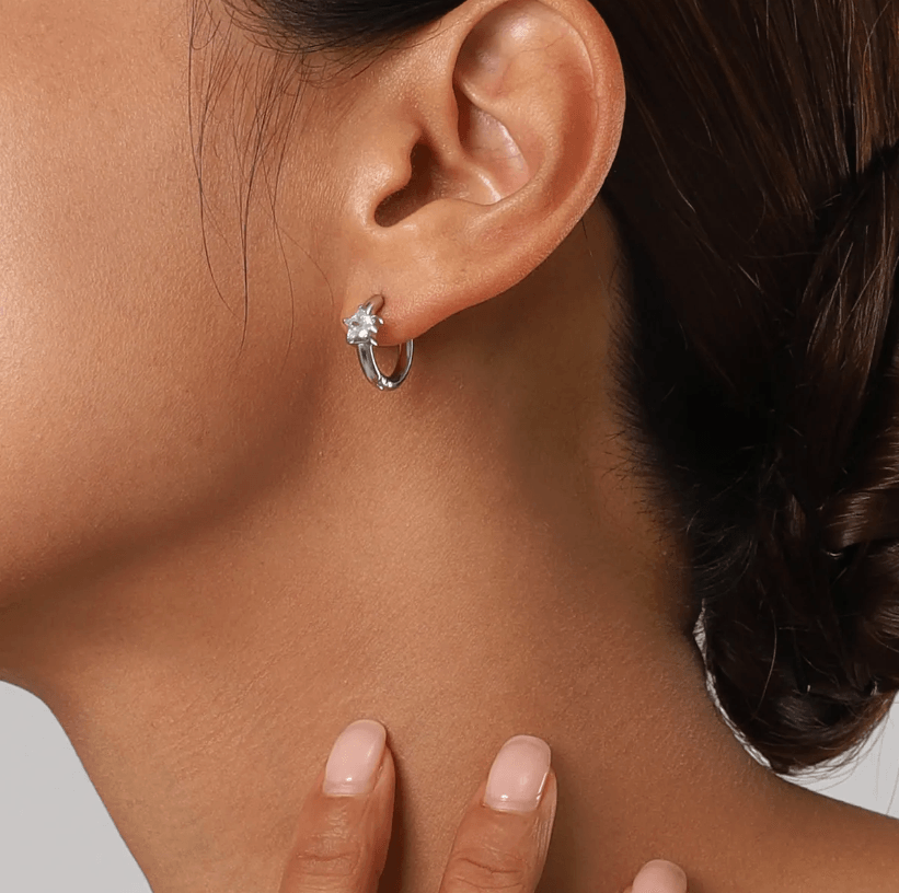 Star Huggie Hoop Earring