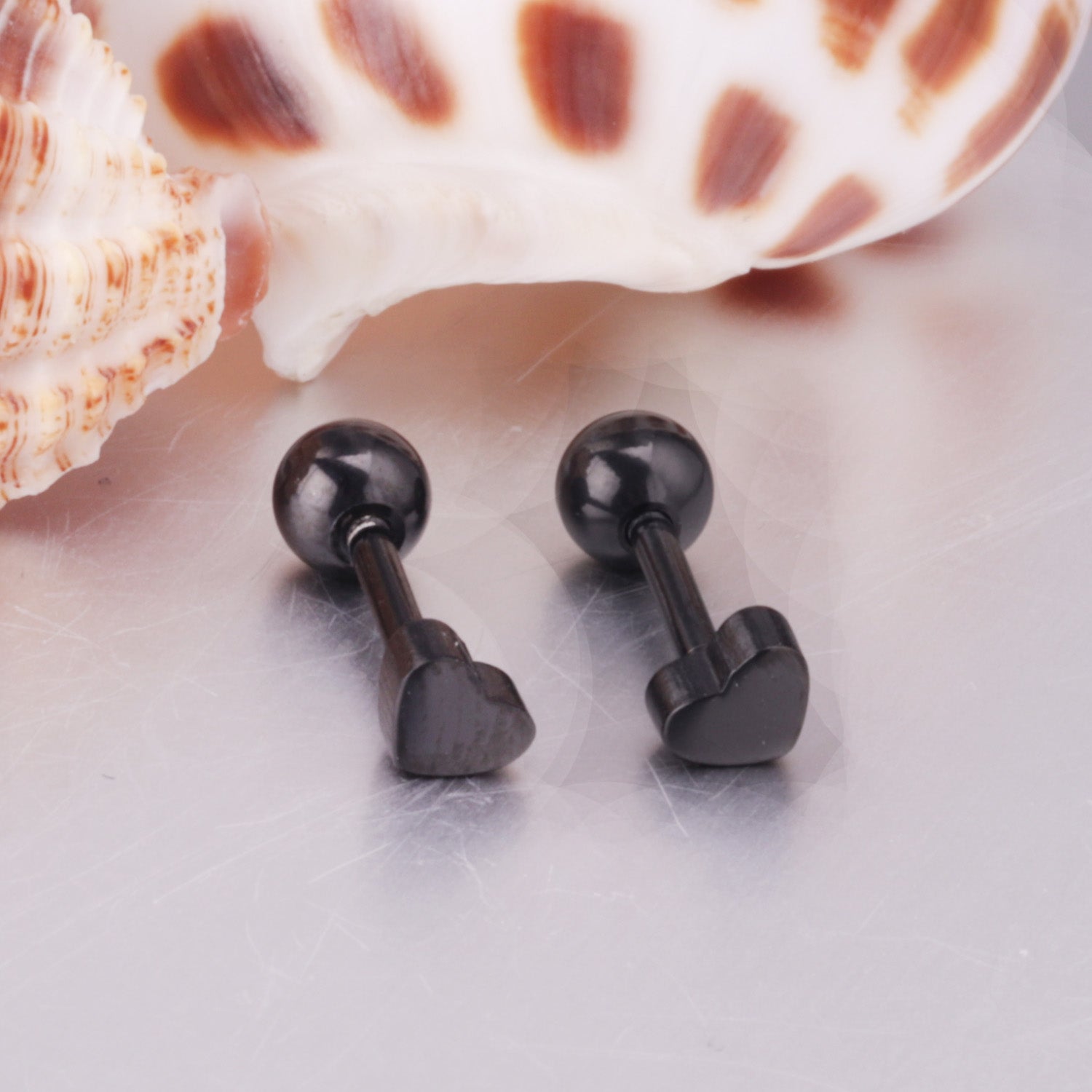 Heart Black Stud Earring