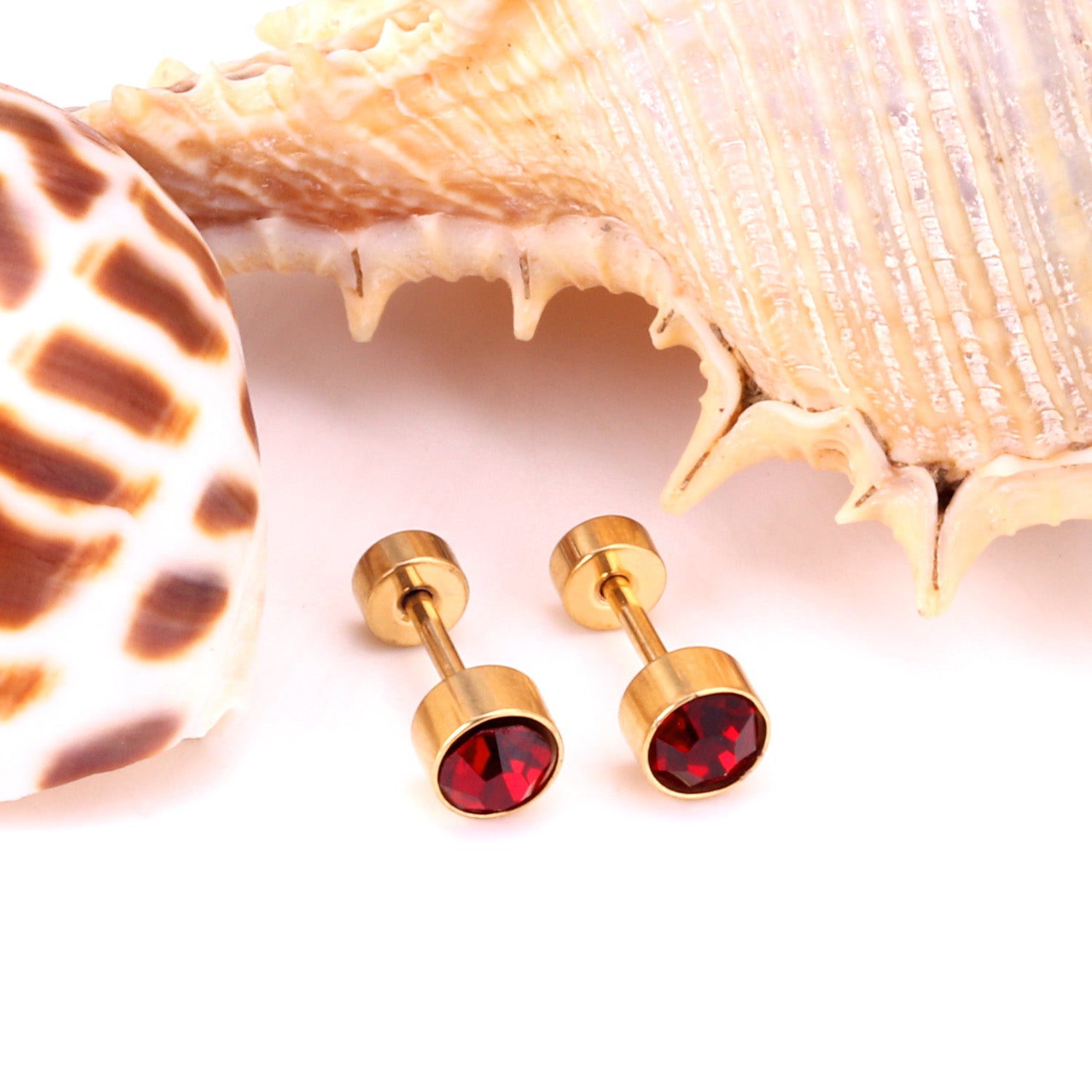 Red Bolt Stud Earring  - 5 MM