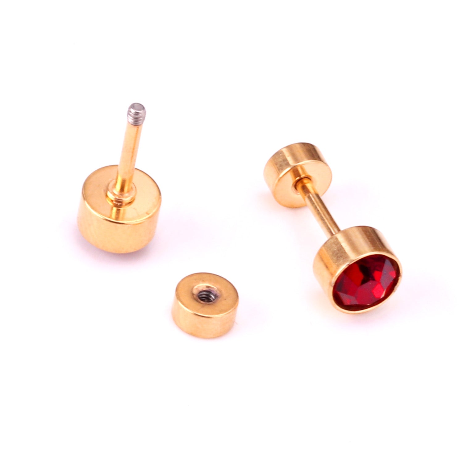 Red Bolt Stud Earring  - 5 MM