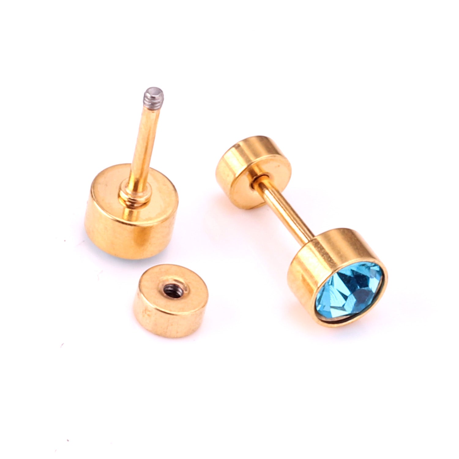 Blue Bolt Stud Earring - 5 MM