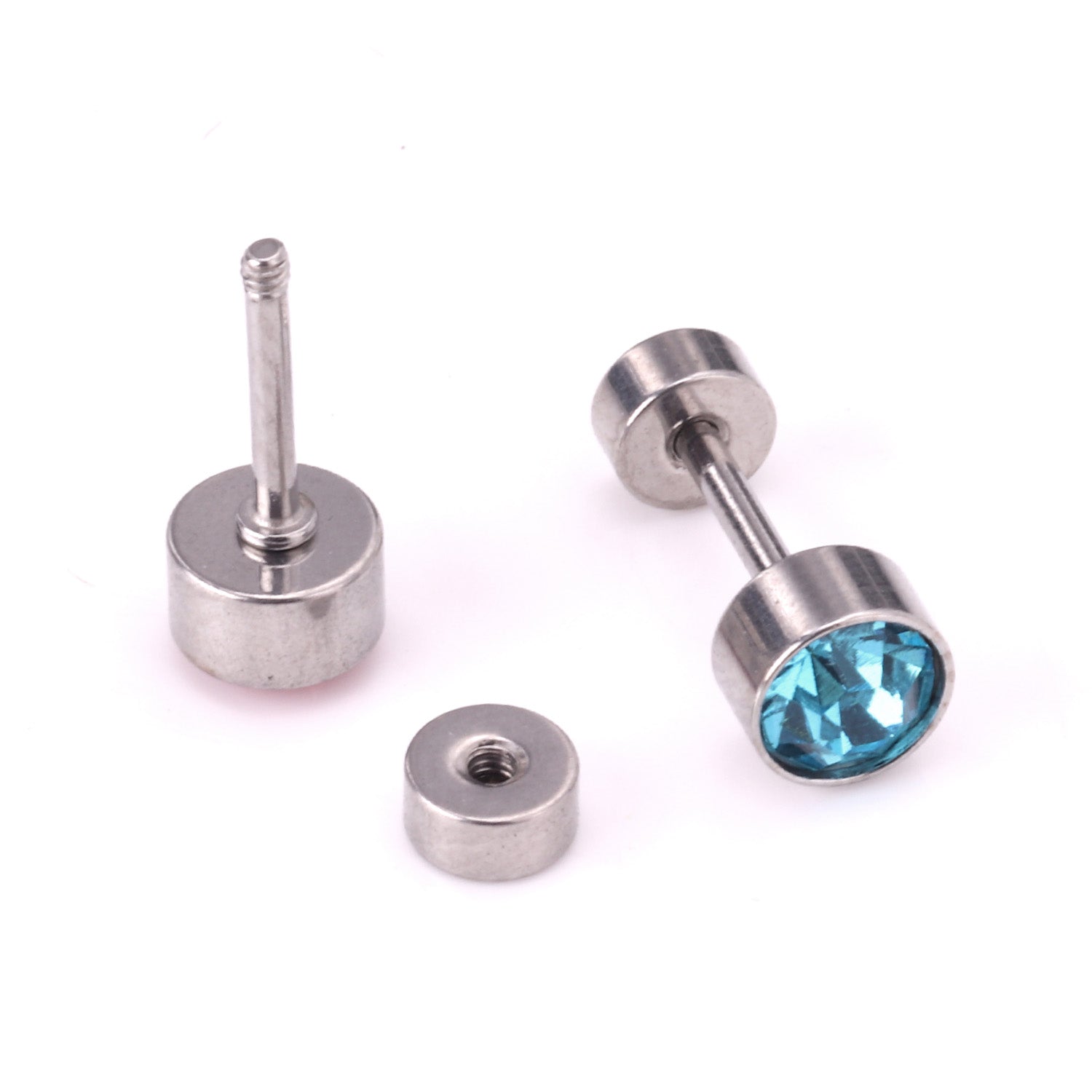 Blue Bolt Stud Earring - 5 MM - S