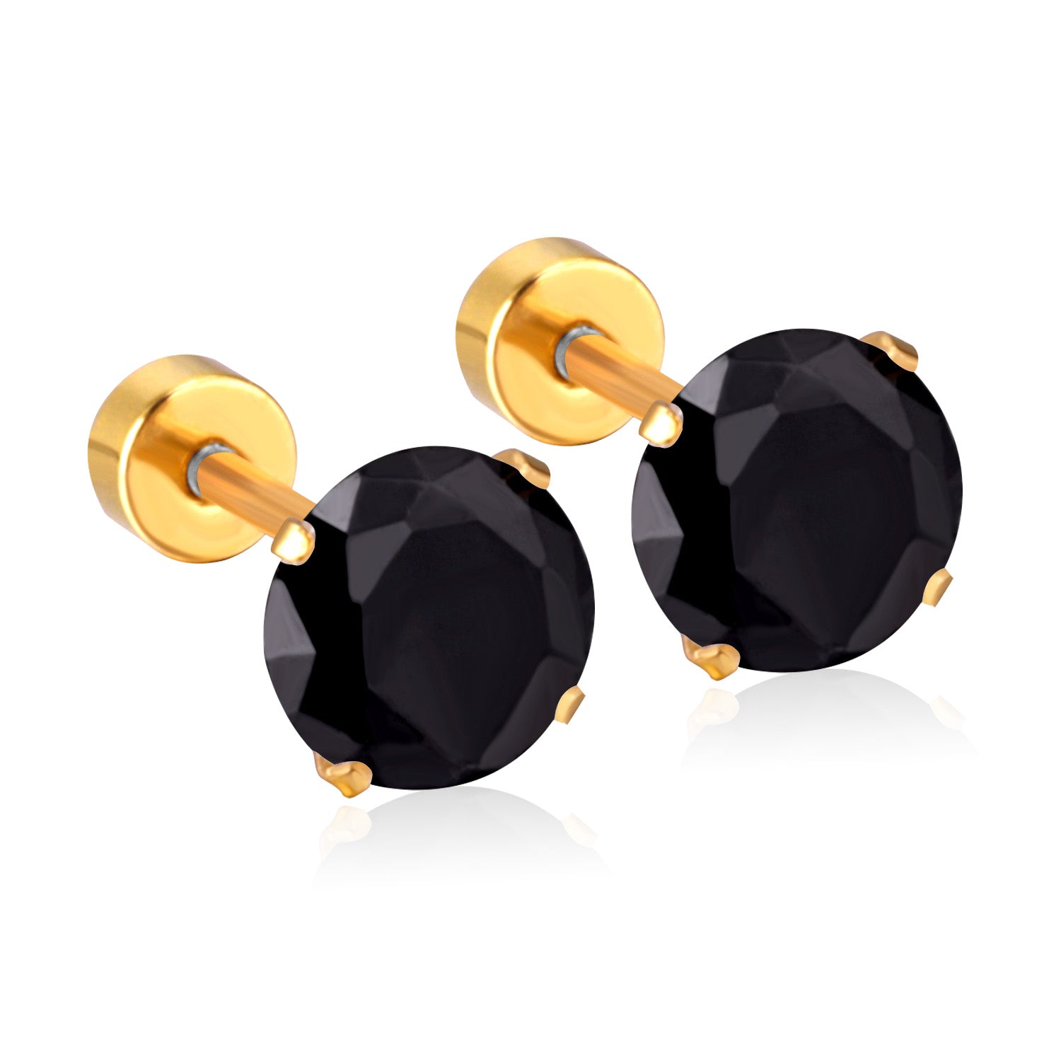 Jet Stud Earring - 6 MM