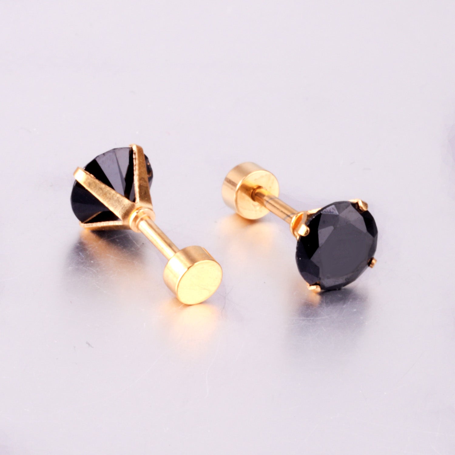 Jet Stud Earring - 6 MM