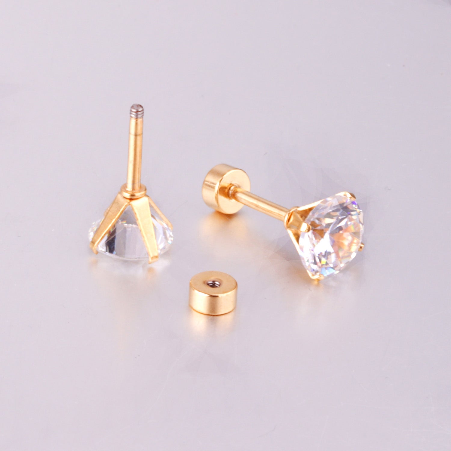 Solitaire Stud Earring - 4 MM