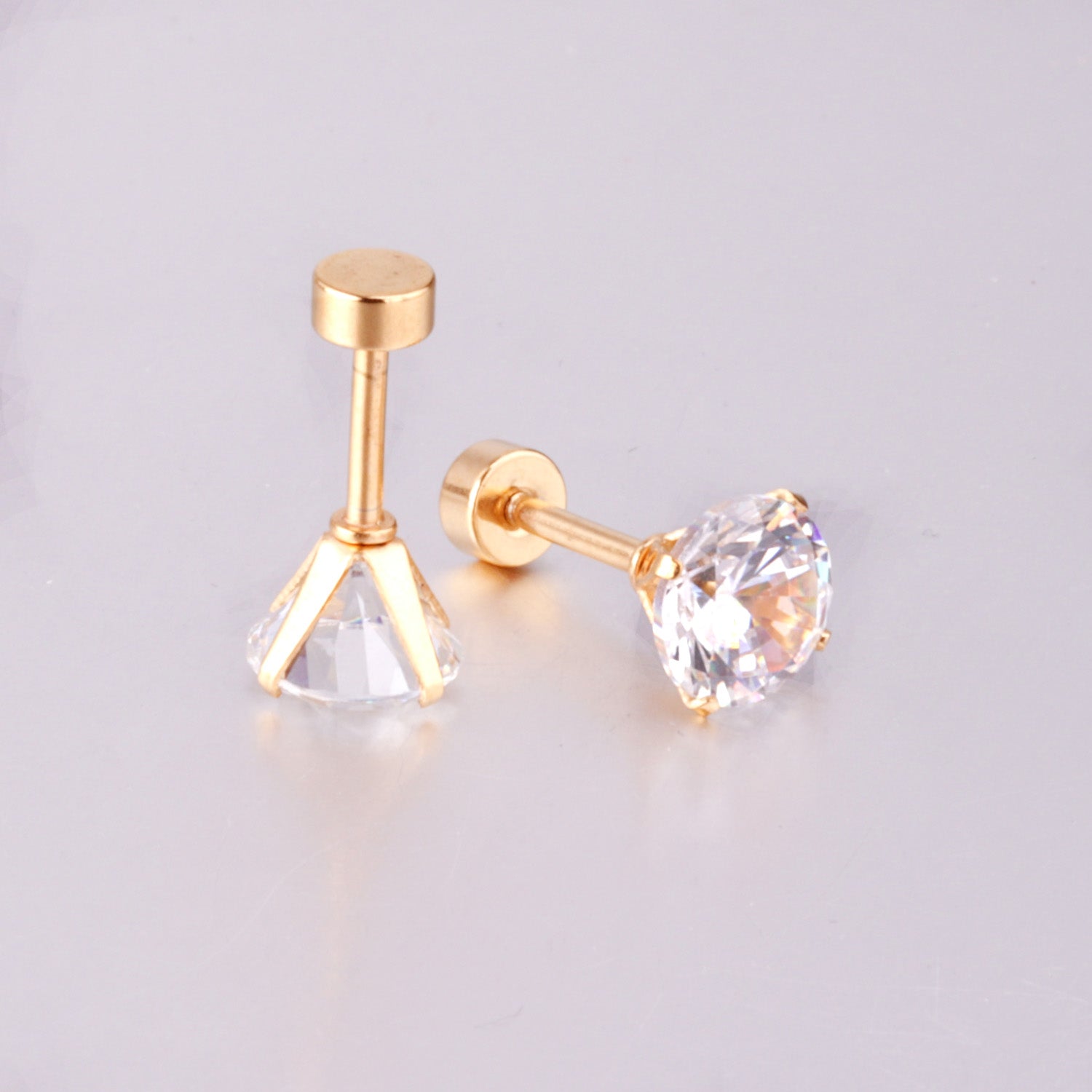 Solitaire Stud Earring - 7 MM