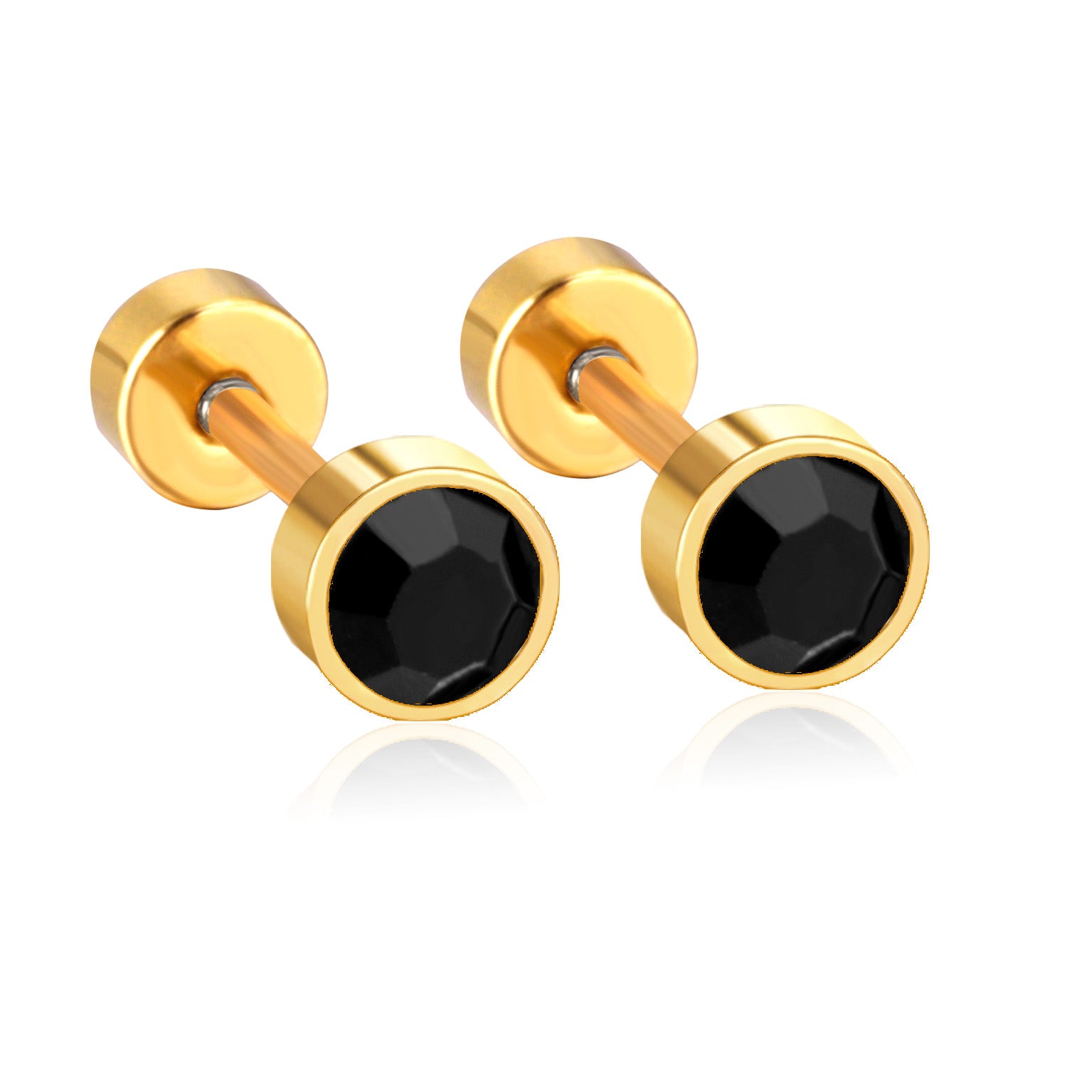Midnight Bolt Stud Earring   - 4 MM